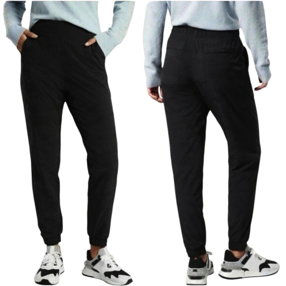 Athleta Pants - ATHLETA TEXTURED BROOKLYN JOGGER 8 Black Wrinkle Resistant Travel Quick Dry.